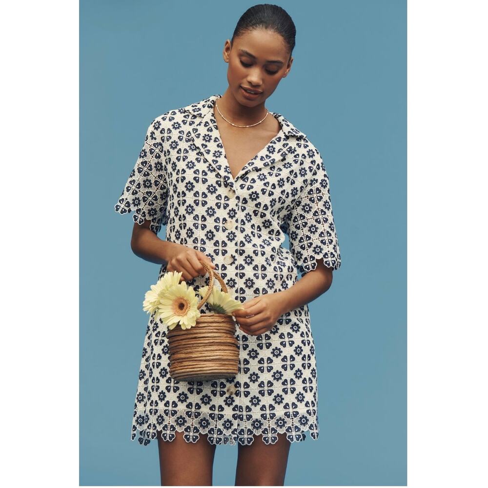 Maeve Geo Lace shirt dress - Picture 2 of 6